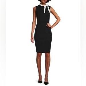 Calvin Klein Size 6 Black and White Dress with Bow